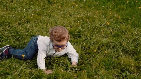 Child in glasses Stock Footage 93342916
