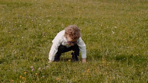 Child in glasses Stock Footage 93345079