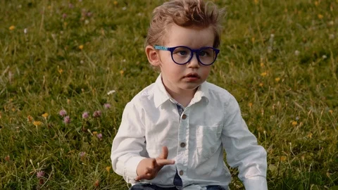 Child in glasses Stock Footage 93350867
