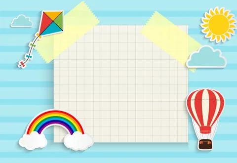 Child Good Night background with cloud, star and moon. Place for text. Vector Ilustração Stock