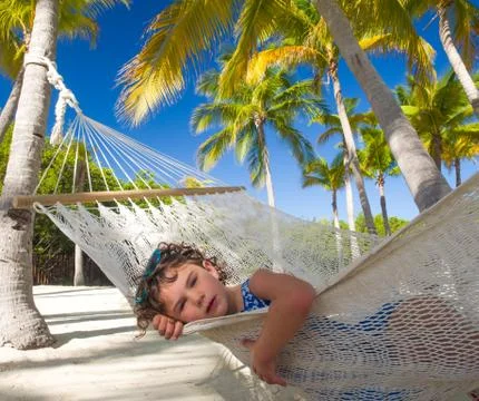 Child in hammock on vacation Stock Photos