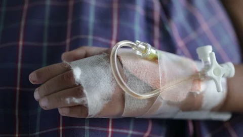 Child-hand-iv-drip-attached-hospital-india Stock Footage 117993103