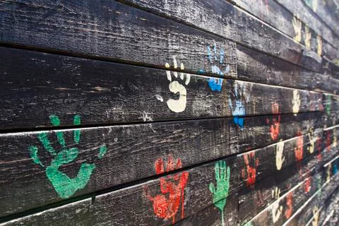 Child handprints Stock-Fotos