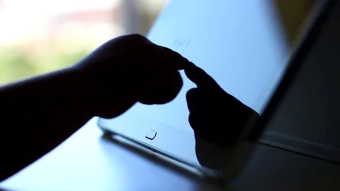 Child Hands Using Tablet Touchscreen Close-up Stock Footage 76627758