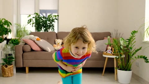 The child has a stomach ache. Selective focus. Stock Footage 304787703