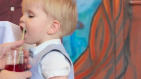 Child having fun in the kids cafe Stock Footage 73481852