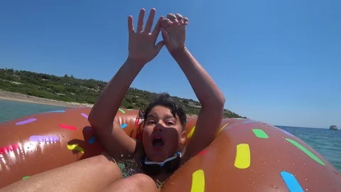 Child having fun at summer vacation in Mediterranean sea 6 Stock Footage 112310236