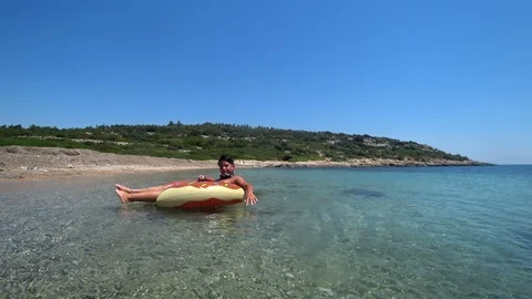 Child having fun at summer vacation in Mediterranean sea 8 Stock Footage 112350512