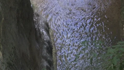 Child having fun on a swing under a waterfall Stock Footage 84511852