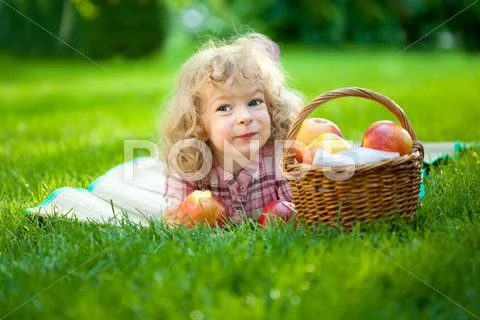 Child having picnic Stock Photos