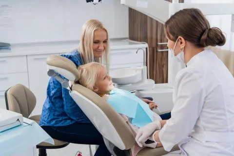 A child having a regular checkup at the dentist's office Stock Photos