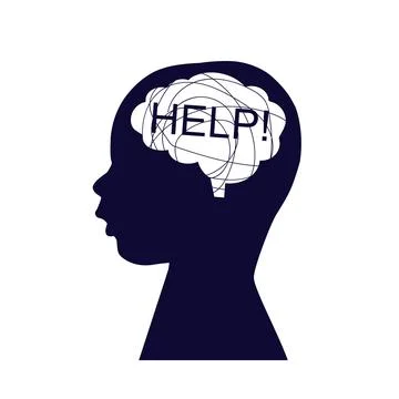 Child head icon. Need help concept Stock Illustration