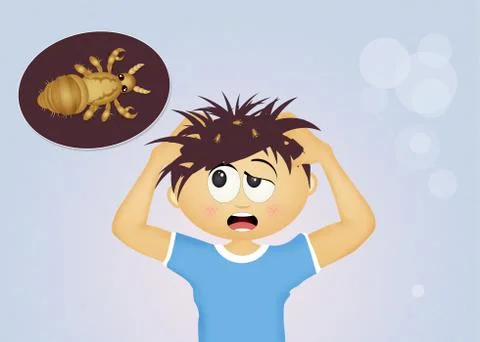 Child with head lice Stock Illustration