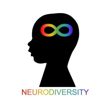 Child head profile with rainbow infinity symbol Stock Illustration