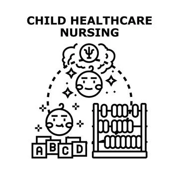 Child healthcare nursing concept developing baby wellbeing Stock Illustration