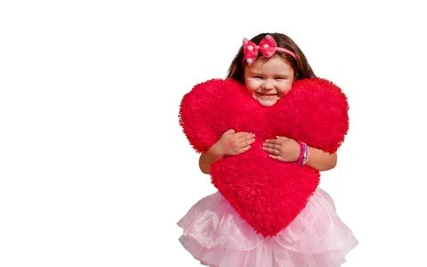Child with heart isolate. Stock Photos