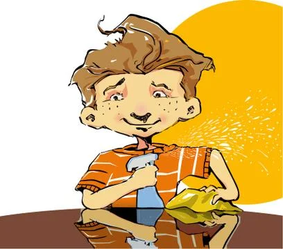 Child helping with chores 库存插图