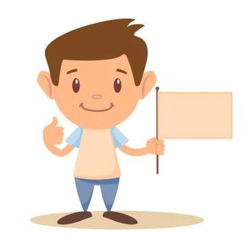Child holding blank flag Stock Illustration