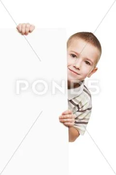 Child holding blank placard Stock Photos