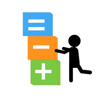 A child holding a math sign. math symbol. Stock Illustration