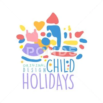 Child Holidays logo design colorful hand drawn vector Illustration Stock Illustration