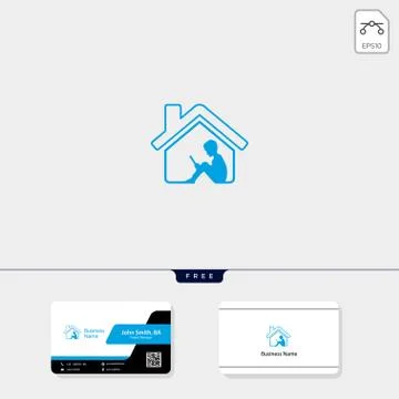 Child home learning concept logo template vector illustration, free your busi Stock Illustration