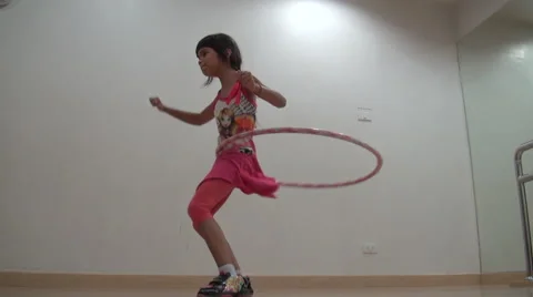 Child with Hula Hoop 2 Stock Footage 49070367