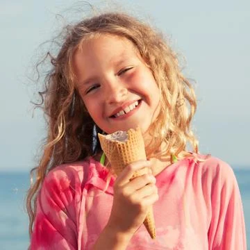 Child with ice cream Stock Photos