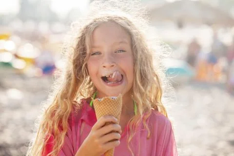 Child with ice cream Stock Photos