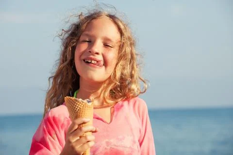 Child with ice cream Stock Photos