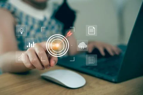 Child interacting with digital interface, using technology, creative concep.. Stock Photos