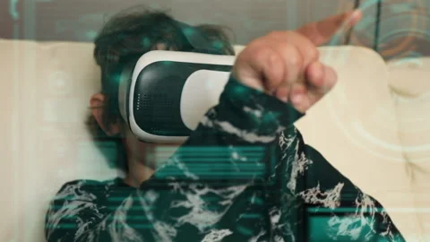 Child interactive virtual reality application Stock Footage 169701546
