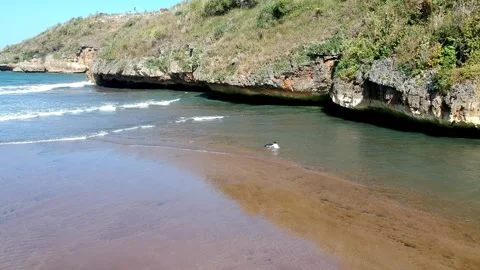 A child joyfully rolls around with a float in the shallow water - 0212(18) Stock Footage 301860373