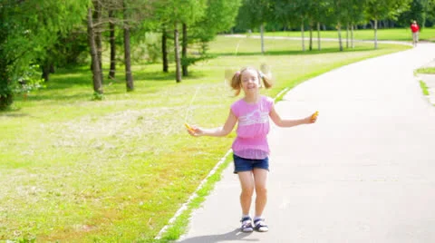 Child jumps Stock Footage 25591623