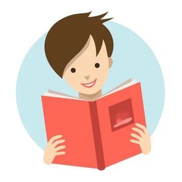 Child, kid reading a book. Flat vector. Stock Illustration