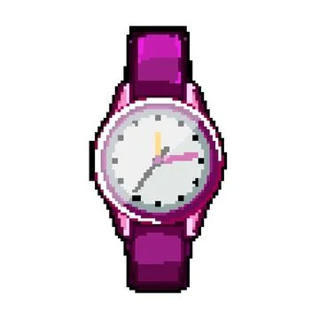 Child kid watch time pixel art vector illustration Stock Illustration