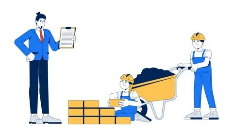 Child labor and exploitation 2D vector illustration Stock Illustration
