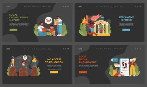 Child labor solutions set. Flat vector illustration Stock Illustration