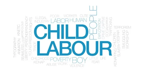 Child labour animated word cloud. Kinetic typography. Stock Footage 109131194