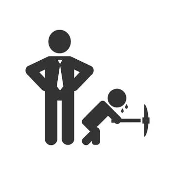 Child labour vector illustration with working kid and businessman. 스톡 일러스트