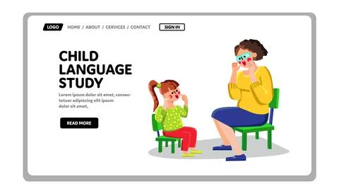 Child Language Study Teacher And Pupil Vector Stock Illustration
