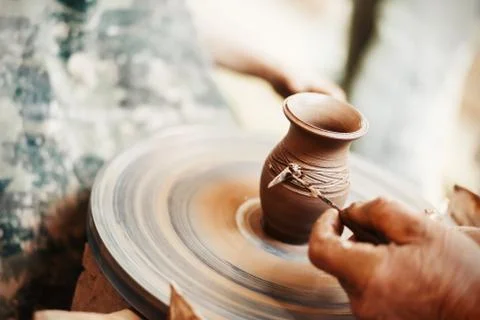 Child learning clay modeling Stock Photos