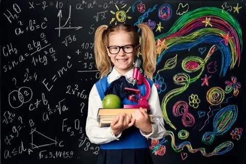 Child Learning Creativity and Mathematics, Creative School Kid Girl Student Stock Photos