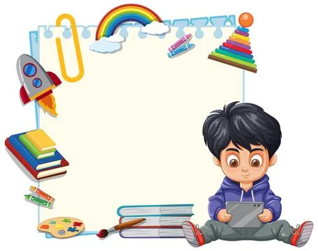 Child Learning with Digital Tablet Stock Illustration