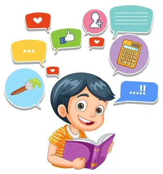 Child Learning with Digital Tools Illustrazione stock