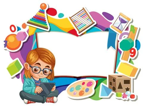 Child Learning with Educational Tools Illustrazione stock