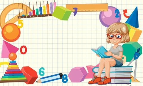 Child Learning with Educational Tools Stock Illustration