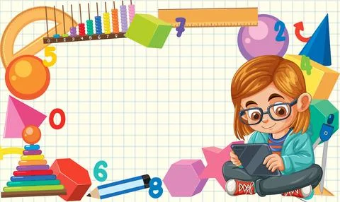 Child Learning with Educational Tools Stock Illustration
