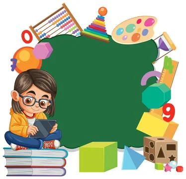 Child Learning with Educational Tools Illustrazione stock