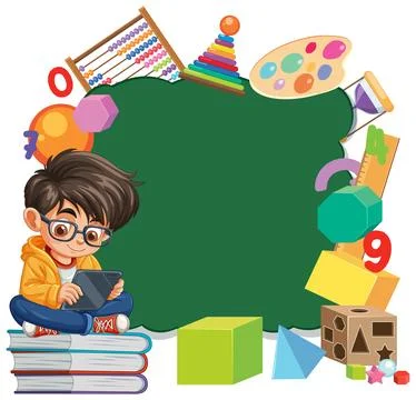 Child Learning with Educational Tools Illustrazione stock